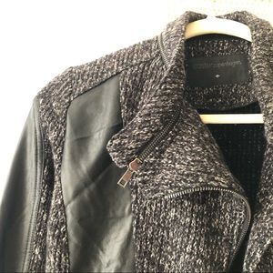 Wool Moto Jacket with Vegan Leather